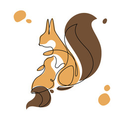 Squirrel Line Art Vector. Squirrel Illustration design for Wall art Print