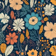 Foto op Plexiglas anti-reflex Floral Pattern With Different Flowers Illustration © imazydreams