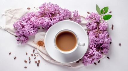 Delicious cup of coffee with flowers Generative AI