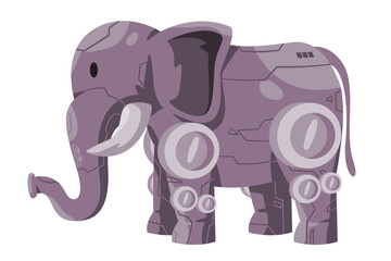 Elephant with trunks robot toy animal robotic creature machine futuristic cyborg illustration graphic
