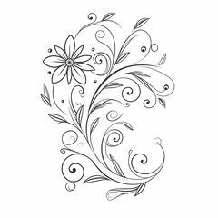 Obraz na płótnie Canvas Line Art Simple Floral Swirls Illustration