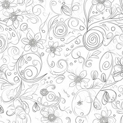 Line Art Simple Floral Swirls Illustration