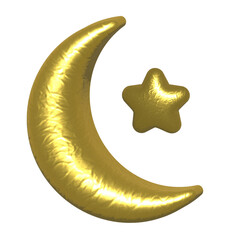 3D moon and star icon with texture