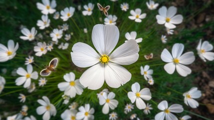 white beautiful flowers in the garden Generative AI