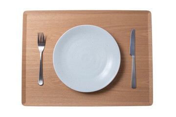 白いお皿とナイフとフォーク 透明背景