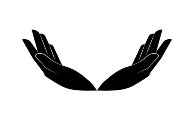 Obraz premium Silhouettes of black two palms of hands. 