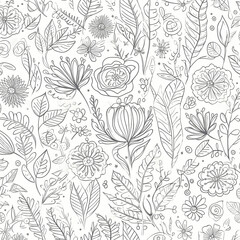 Summer Floral Outline Pattern Illustration