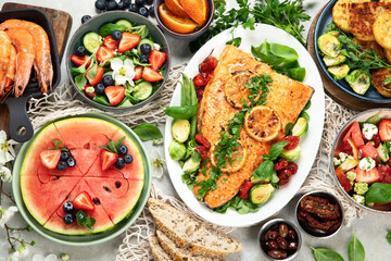 Concept of healthy summer lunch or dinner.