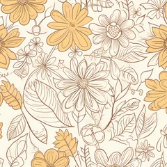 Poster Summer Floral Outline Pattern Illustration © imazydreams