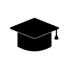 Graduation cap icon isolated on white background.