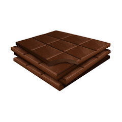 Chocolate bar bite big set watercolor hand painting