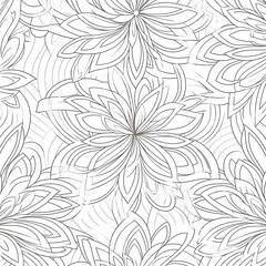 Line Art Floral Seamless Pattern Illustration