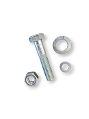 Screw nut and flat lay are separately placed on transparent background.