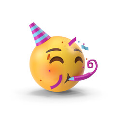 Birthday party emoji celebrate emoticon. Happy birthday face hat emoji - obrazy, fototapety, plakaty