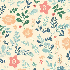Floral Pattern Pastel Colors Illustration