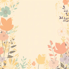 Fototapeta na wymiar Pretty Floral Background Pastel Colors Illustration