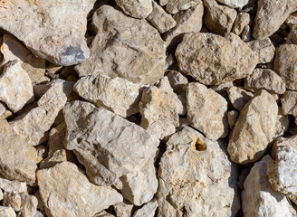 The surface of a mountain plateau with a shallow stone structure , upper angle, close-up.