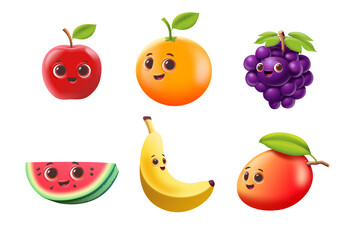 Happy Fruits, Cute Cartoon 3D Collection, Illustration