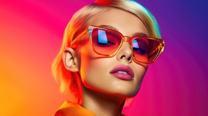 Stylish beautiful fashion girl wear trendy sunglasses. Generative AI
