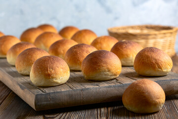 Freshly baked buns close up.