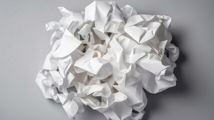 White crumpled paper on white background Generative AI