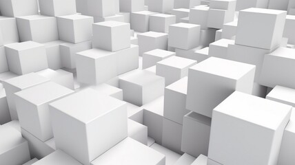 abstract white cubes with white background Generative AI