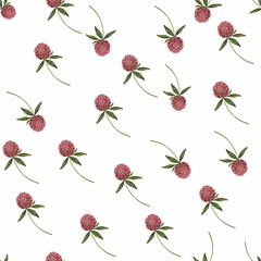 seamless watercolor pattern clover flower. minimalistic pattern on a white background for textiles, printing, wrapping paper. enjoy.