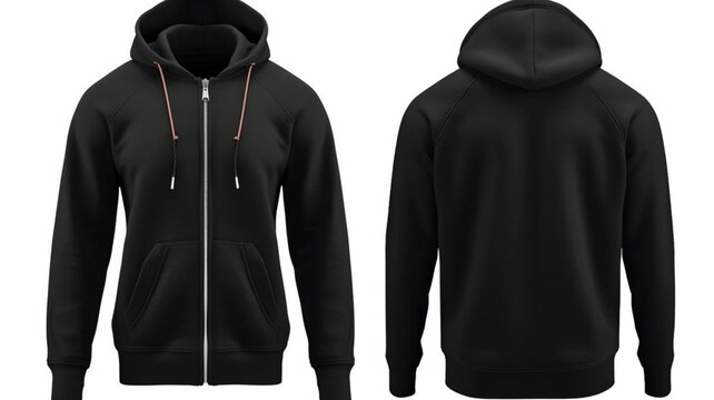 Black hooded sweatshirt mock up with white background Generative AI