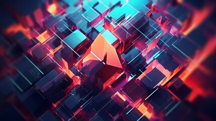 futuristic abstract background with vibrant colors and geometric shapes Generative AI