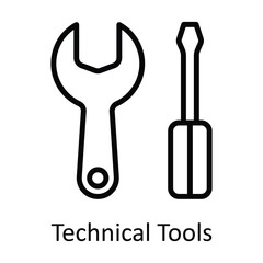 Technical Tools  Vector  outline Icon Design illustration. Seo and web Symbol on White background EPS 10 File