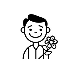 Man holding flower vector illustration isolated on transparent background