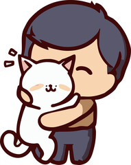 The person is hugging the cat png graphic clipart design