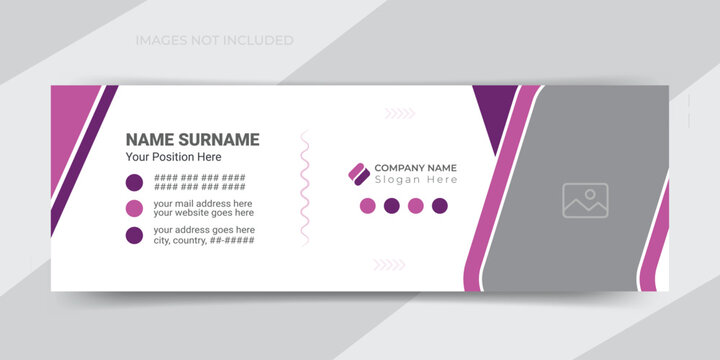 Clean and simple creative email signature or footer for personal social media cover page design template