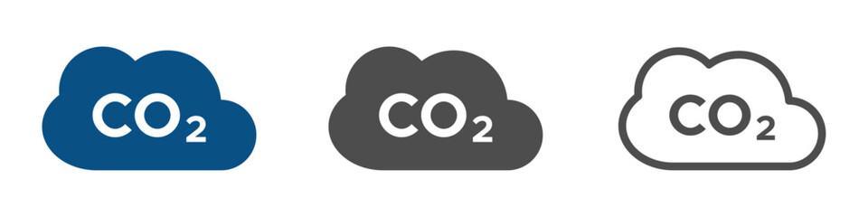 Fototapeta premium Cloud with text (CO2) icon vector illustration concepts set