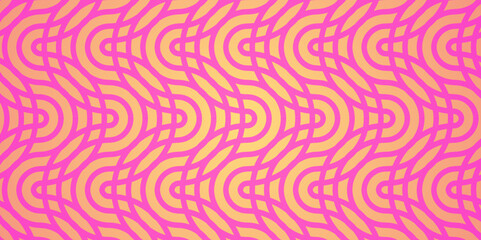 Seamless abstract pink and yellow pattern background with waves texture. circles with seamless pattern overloping blue geomatices retro background.