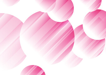 Pink white abstract minimal background with glossy circles. Geometric striped vector design