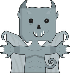 Halloween cartoon character. Cute gargoyle isolated on transparent background.