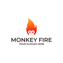 monkey with fire logo design © joko