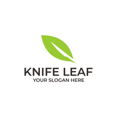 knife with leaf logo design