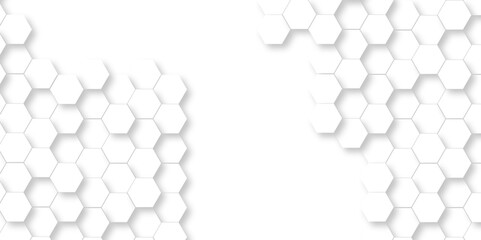3d Hexagonal structure futuristic white background and Embossed Hexagon , honeycomb white Background ,light and shadow ,Vector.