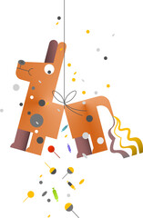 Cute animals cartoon illustration for birthday invitation., Coloring cute spotted unicorn vector illustration