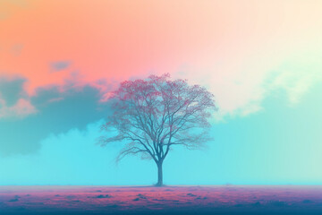Fototapeta na wymiar aesthetic color background flower tree