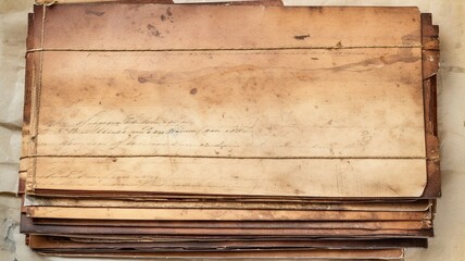 very old stained grungy stack of paper isolated Generative AI