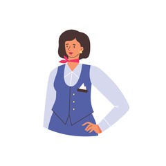 Stewardess or flight attendant portrait flat vector illustration isolated.