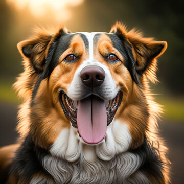 Various pictures and illustration of cute dogs, with different positions and expressions with different backgrounds