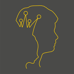 Woman and man head outline silhouettes. Princess and common man. Young couple