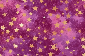 Red violet golden glitter pattern, scrapbook paper, beautiful colors mix with stars. AI generative