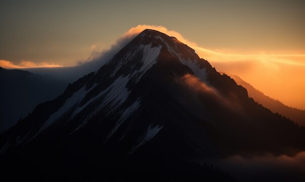 sun rising over hill with clouds below