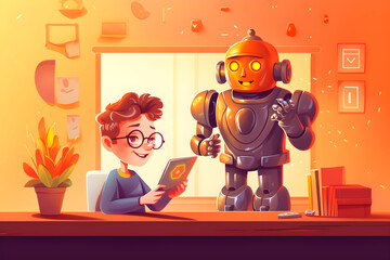 Artificial Intelligence Chatbot for tuition and teaching student in education classroom, AI teaching kids in school concept. Generative AI