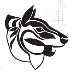 animal head vector black and white